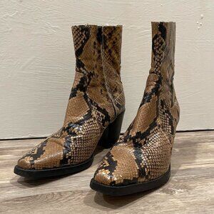 Zara cowboy snake leather western festival boho hippies ankle boots size 39